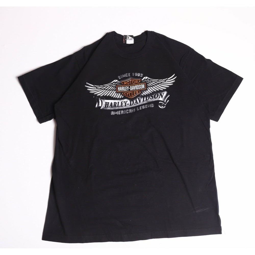 Vintage Y2K Harley-Davidson Orlando Florida Chrome Eagle T-Shirt Mens XL Black
